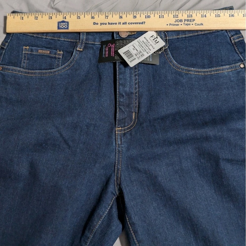 FDJ French Dressing Jeans Suzanne Straight Leg Womens 12 Dark Rinse Embroidered - Picture 5 of 11